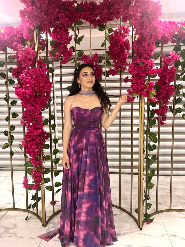 Mor Bağlamalı Uzun Bohem Elbise - Görsel 4