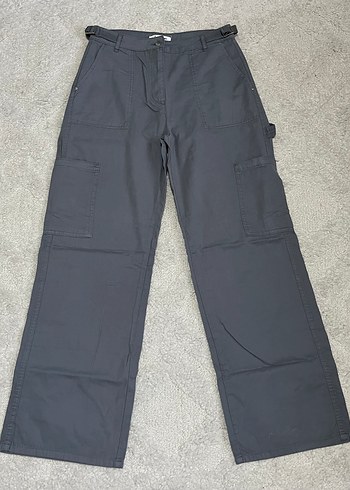 40 Beden Gri Kemerli Bol paça pantolon