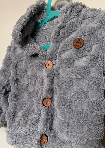 Gri Erkek Çocuk Düğmeli Polar Sıcak Mont - Görsel 2