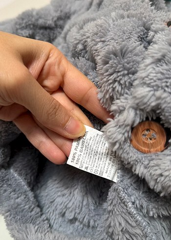 Gri Erkek Çocuk Düğmeli Polar Sıcak Mont - Görsel 4