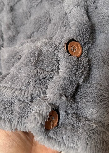 Gri Erkek Çocuk Düğmeli Polar Sıcak Mont - Görsel 3