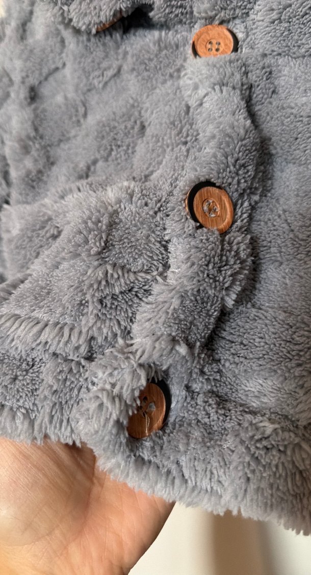 Gri Erkek Çocuk Düğmeli Polar Sıcak Mont - Görsel 3