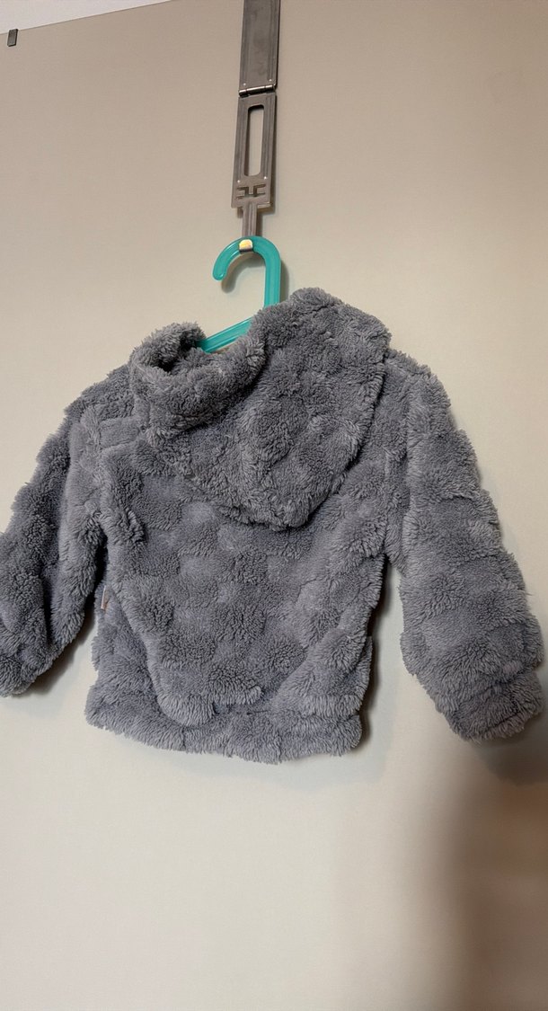 Gri Erkek Çocuk Düğmeli Polar Sıcak Mont - Görsel 5