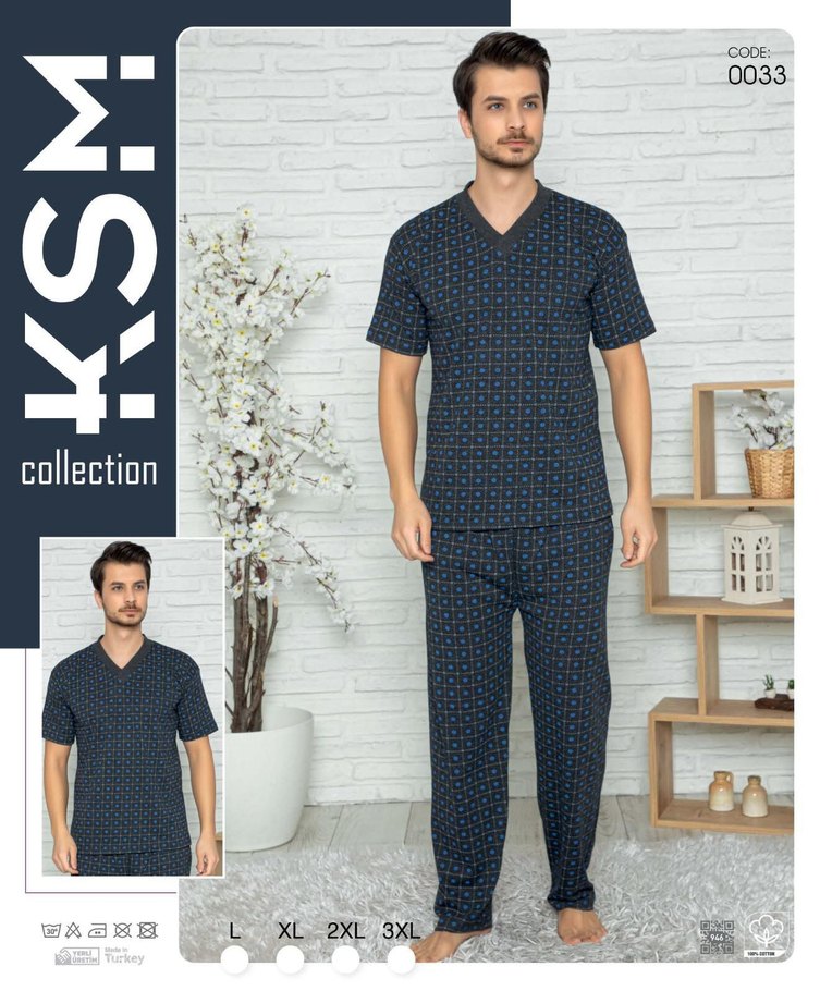 Yüzde Yüz PAMUK Erkek Kısa Kollu Pijama Takımı - Görsel 2