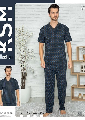 Yüzde Yüz PAMUK Erkek Kısa Kollu Pijama Takımı - Görsel 2