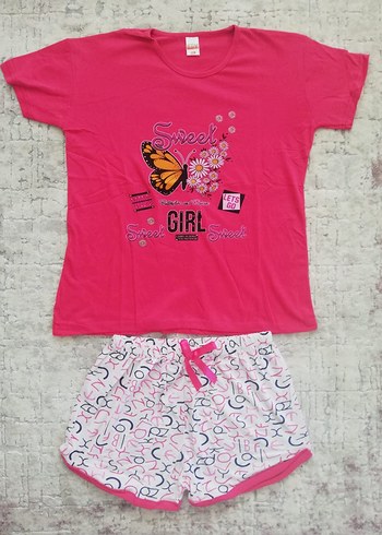 Yüzde yüz PAMUK Kadın Şortlu Pijama Takımı
