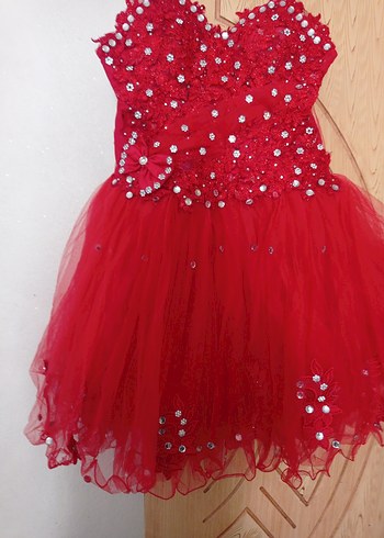 Kırmızı Payetli Uzun Askılı Abiye Elbise - Görsel 2