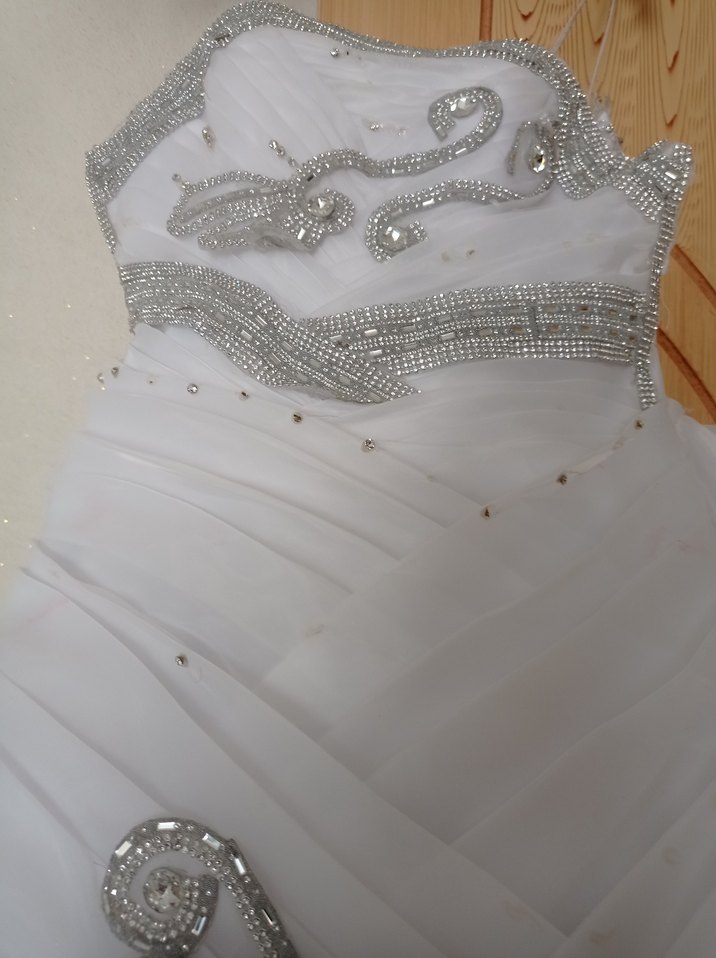 Beyaz Straplez Uzun Prenses Gelinlik - Görsel 3