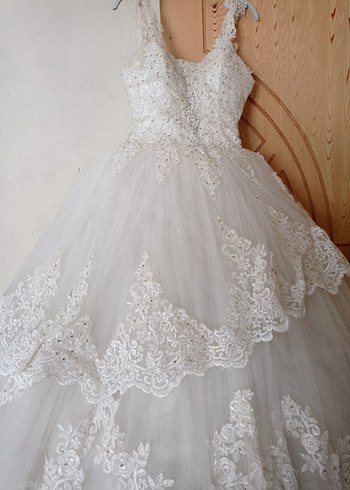 Straplez Beyaz Vintage Prenses Gelinlik - Görsel 3