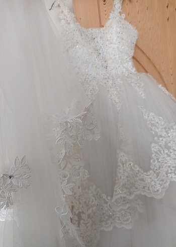 Straplez Beyaz Vintage Prenses Gelinlik - Görsel 4