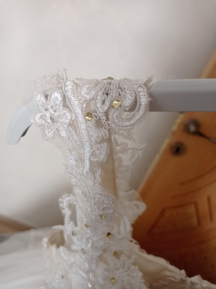 Straplez Beyaz Vintage Prenses Gelinlik - Görsel 5