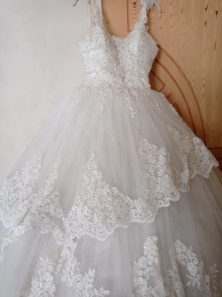 Straplez Beyaz Vintage Prenses Gelinlik - Görsel 3