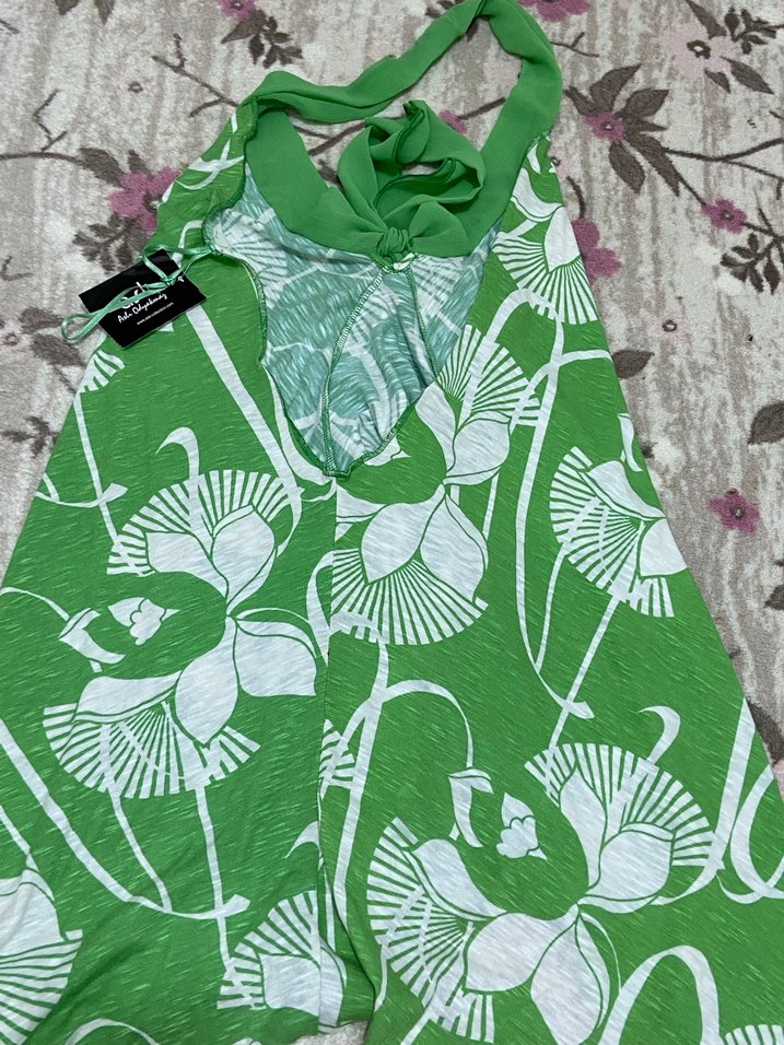 Yeşil Desenli Bohem Mini üst - Görsel 2