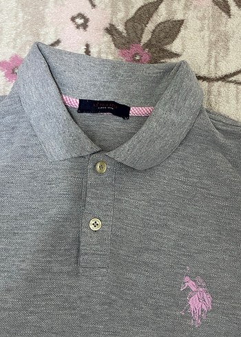 Gri Uzun Kollu unisex  Polo Tişört - Görsel 2