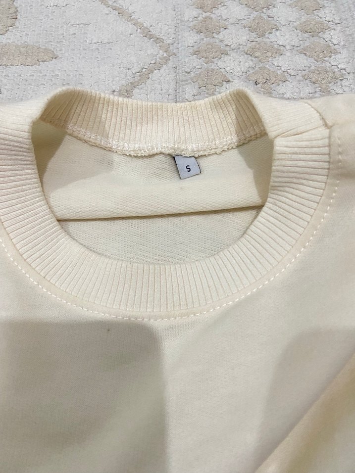 Beyaz Kadın kısa Kollu Bisiklet Yaka tişört - Görsel 2