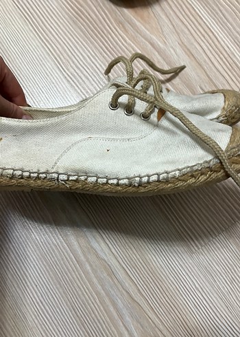 Kadın Keten Beyaz ayakkabı - Görsel 2