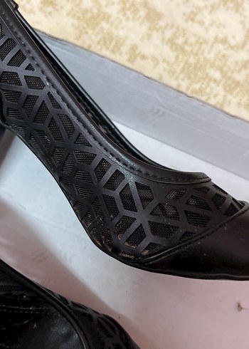 Siyah Bağcıklı Kadın Dolgu Topuk Stiletto - Görsel 5