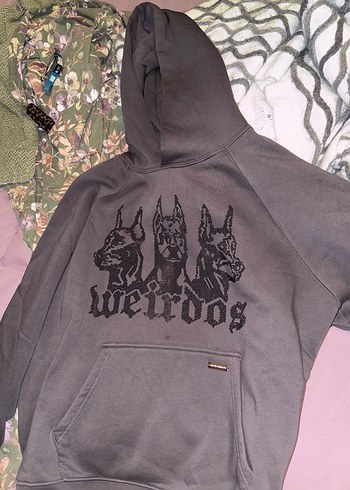 Diğer Füme Kapüşonlu taşlı sweatshirt