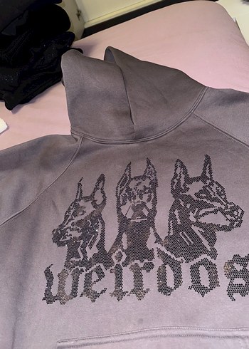 l Beden Füme Kapüşonlu taşlı sweatshirt