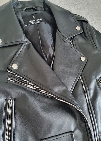 xs Beden Stradivarius Kemerli Deri Biker Ceket