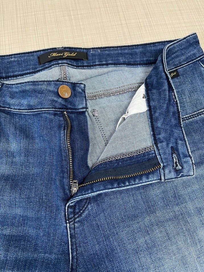 Mavi , Midi Boy  Denim kadın Şort - Görsel 3