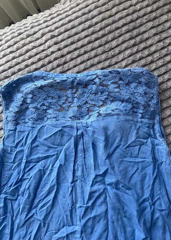 Mavi Kolsuz V Yaka Hamile Bluz - Görsel 2