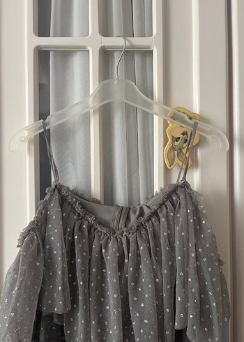 Gri Puantiyeli Kız Elbise - Görsel 2