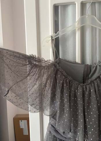 Gri Puantiyeli Kız Elbise - Görsel 3