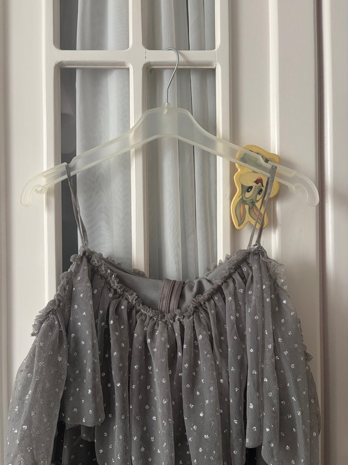 Gri Puantiyeli Kız Elbise - Görsel 2