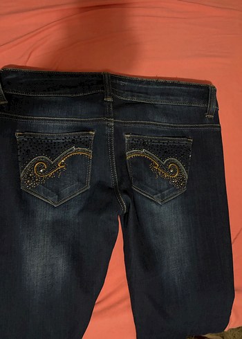 Kadın Lacivert İşlemeli Vintage Pantolon - Görsel 4