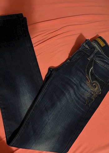 Kadın Lacivert İşlemeli Vintage Pantolon - Görsel 5