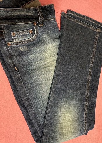 Düşük Bel Vintage Kot Pantolon Kadın - Görsel 4