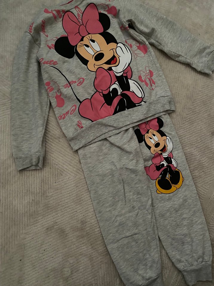 Kız Çocuk Gri Minnie Mouse Baskılı Takım - Görsel 2