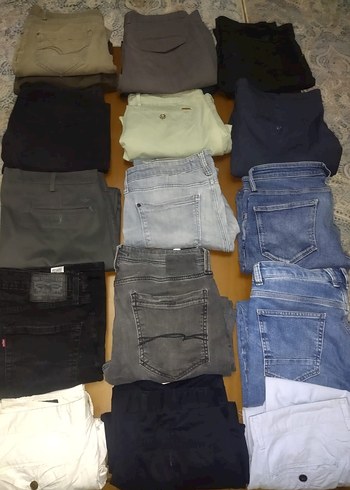 diğer Beden Kadın Kemerli Koyu Mavi ve Siyah Kot Pantolon