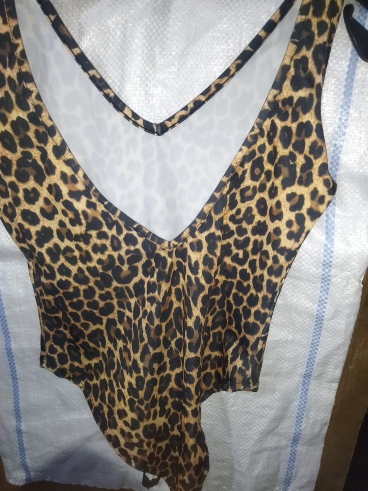 Leopar Desenli Dantelli Kadın Monokini - Görsel 4