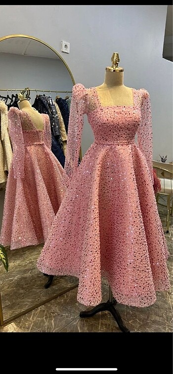 PEMBE TAŞLI MİDİ ABİYE