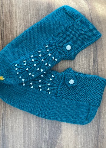 Nakışlı Turkuaz Kadın patiği - Görsel 2