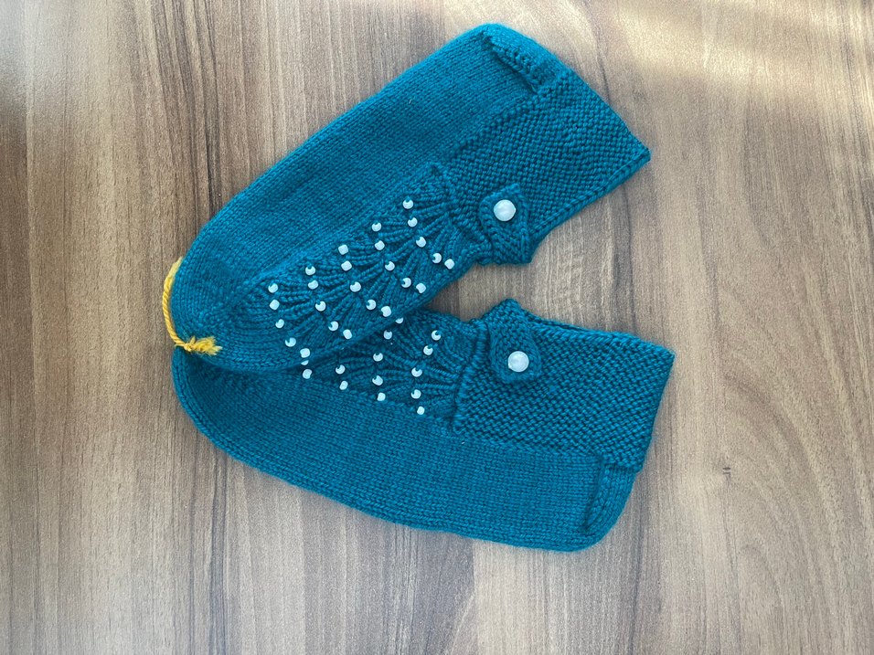 Nakışlı Turkuaz Kadın patiği - Görsel 2