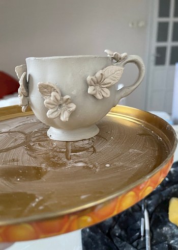 Çiçek Detaylı Beyaz Mini Fincan - Görsel 7