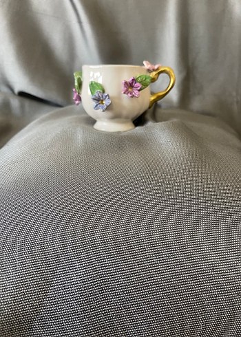 Çiçek Detaylı Beyaz Mini Fincan - Görsel 6