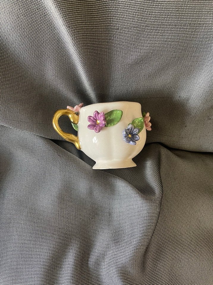 Çiçek Detaylı Beyaz Mini Fincan - Görsel 4