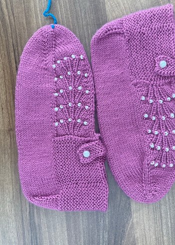 Nakışlı Mor Kadın patiği - Görsel 2