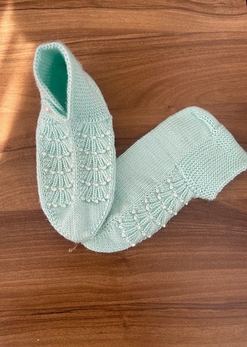 Turkuaz Örgü Kadın Patik - Görsel 2