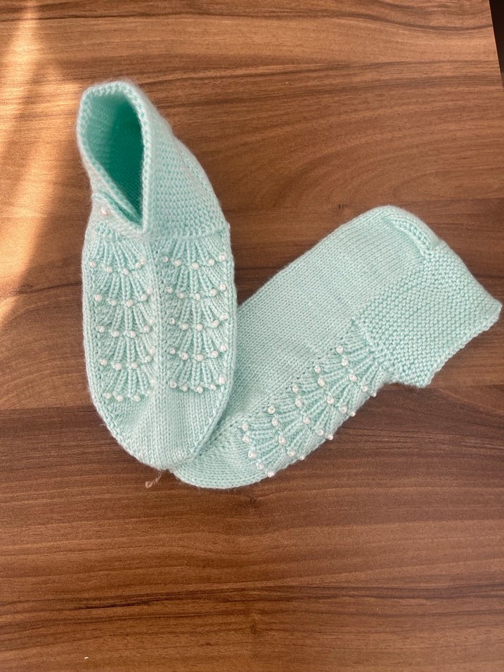 Turkuaz Örgü Kadın Patik - Görsel 2