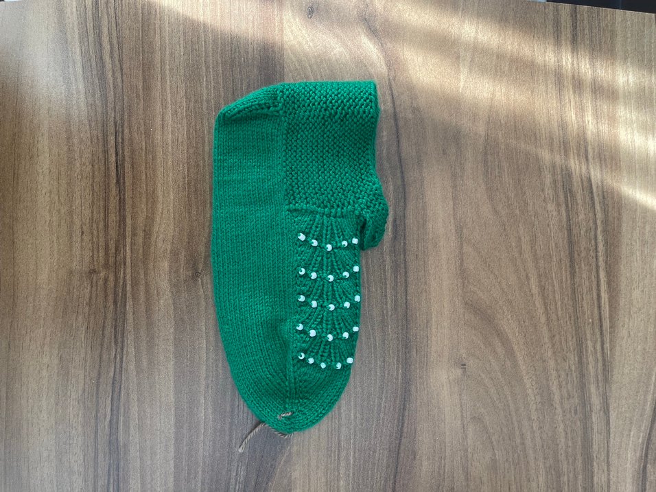 Yeşil Örgü Kadın Ev patiği - Görsel 2