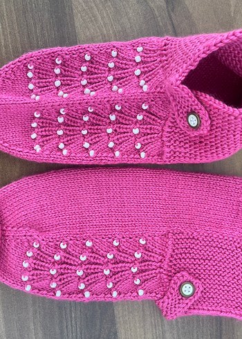 Nakışlı Pembe Kadın patiği - Görsel 2