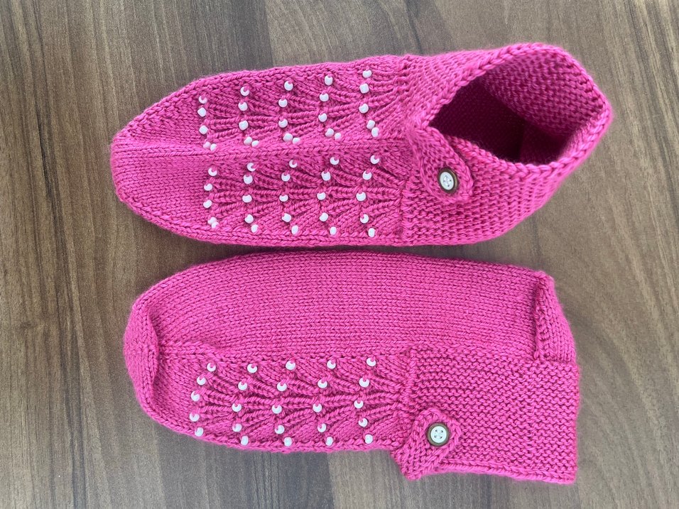 Nakışlı Pembe Kadın patiği - Görsel 2