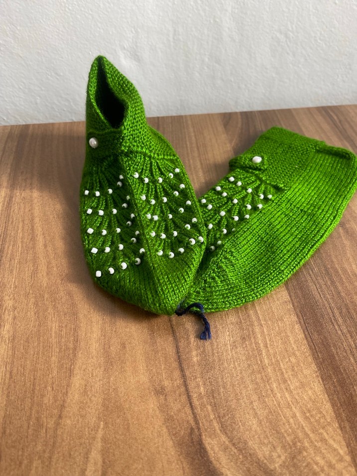 Nakışlı Yeşil Kız Çocuk Eldiveni - Görsel 3