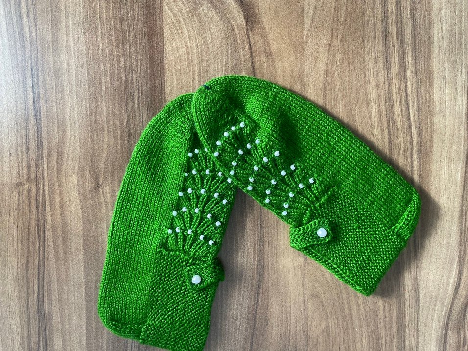 Nakışlı Yeşil Kız Çocuk Eldiveni - Görsel 2