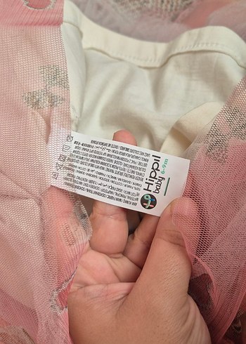 6-9 Ay Beden Pembe Nakışlı Kız Çocuk Triko Elbise